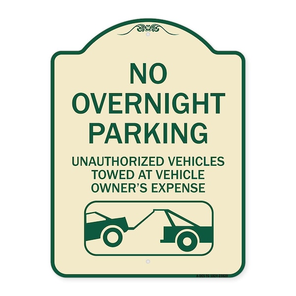 Signmission No Overnight Parking Unauthorized Vehicles Towed Heavy-Gauge Alum Sign, 24" x 18", TG-1824-23829 A-DES-TG-1824-23829 - main